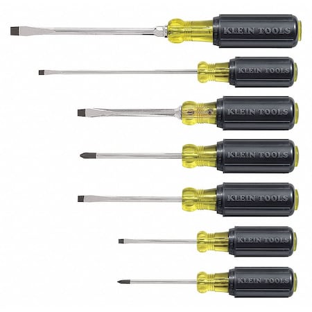Screwdriver Set, General Purpose, Slotted and Phillips Tip, Steel Shank, Ergonomic Grip, 7-Piece MPN:85076