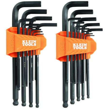 Hex Key Set, Long Ball End, SAE/Metric, 22P MPN:BLS22