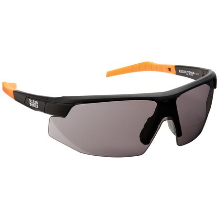 Safety Glasses, Anti-Fog & Anti-Scratch, Gray Lens, Black/Orange Frame MPN:60160