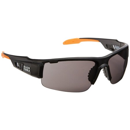 Safety Glasses, Anti-Fog & Anti-Scratch, Gray Lens, Black/Orange Frame MPN:60162
