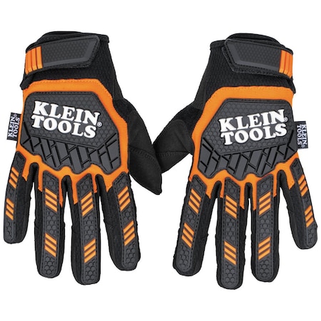 Heavy Duty Gloves, Large, Suede Palm, D3O Palm Pad, TPR Back of Hand, Black/Orange/White, L, 1 PR MPN:60600
