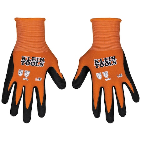 Cut-Resistant Gloves, Cut Level A1, Dipped, Microfoam nitrile, L 1 PR MPN:60672