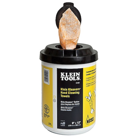 Klein Kleaners Hand Cleaning Towels, 72 Towels Per Container, Bucket, 9 in x 12 in MPN:51425