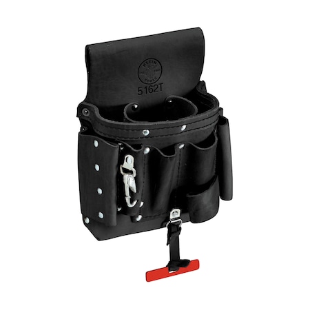 Black Leather Tool Pouch, 8 Pockets MPN:5162T