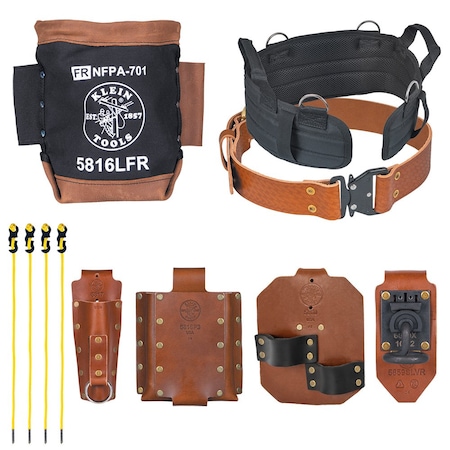 Belt, Toolbelt System, Ironworker, Complete, L, Brown/Black, Leather, Steel, Brass, 9 Pockets MPN:5800IWBL