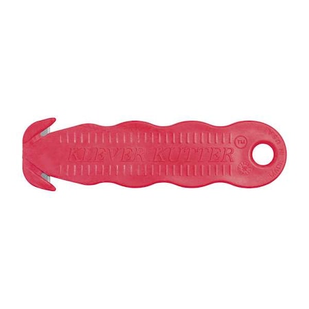 KLEVER KUTTER Safety Cutter, Fixed Blade, Safety Recessed, 4-5/8 in, Textured Grip, Red, 10PK MPN:KCJ-1R