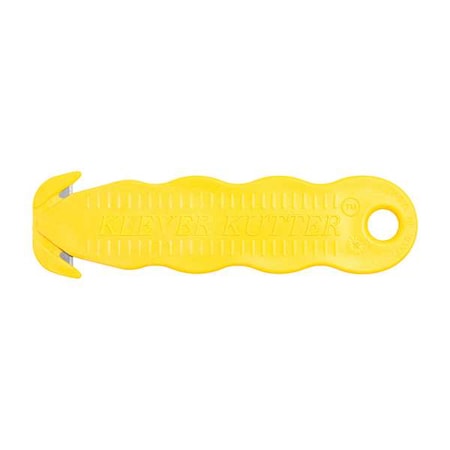 KLEVER KUTTER Safety Cutter, Fixed Blade, Safety Recessed, 4-5/8 in, Textured Grip, Yellow, PK100 MPN:KCJ-1Y-100