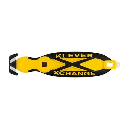 Safety Cutter, 6 1/2 in Length, Oval Handle, Rubberized Grip, Steel Blade, Yellow/Black MPN:KCJ-XC-20Y