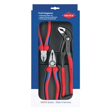 3 Piece Bi-Material Grip Plier Set Non-Slip Plastic Coating/Two-Color Multi-Component Grips Handle MPN:00 20 09 V01