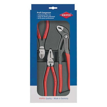 3 Piece Plastic Grip Plier Set Dipped Handle MPN:00 20 10
