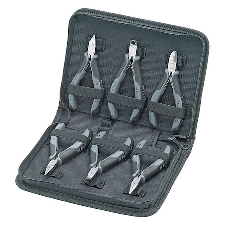 6 Piece Bi-Material; Plastic Grip Set Of 6 Precision Electronics Pliers MPN:00 20 17