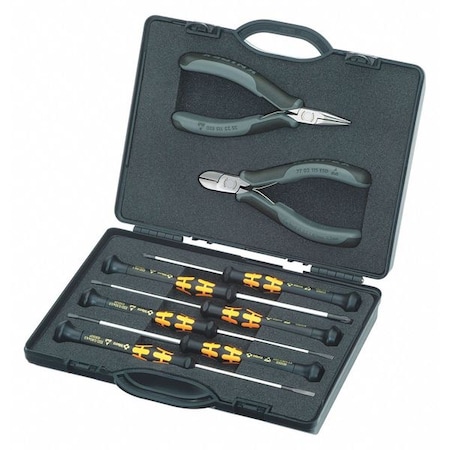 8 Piece Bi-Material Grip Precision Plier Set Electrostatic Discharge Comfort Grip Handle MPN:00 20 18 ESD