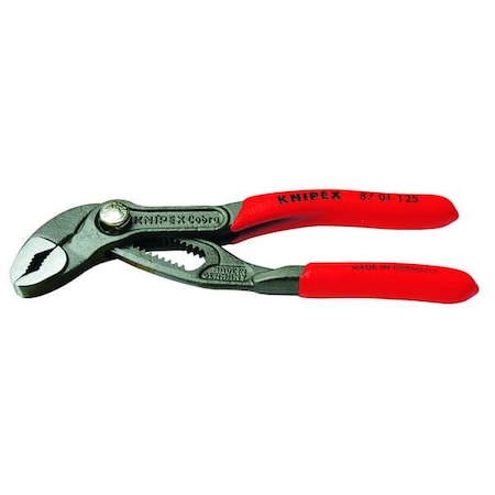 5 in Knipex Cobra V-Jaw Water Pump Plier Serrated, Plastic Grip MPN:87 01 125