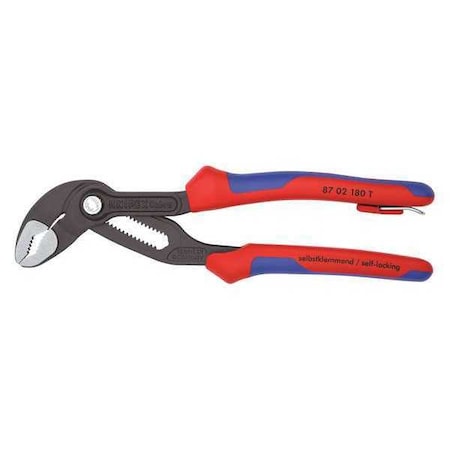 7 1/4 in Knipex Cobra V-Jaw Water Pump Plier Serrated, Bi-Material Grip MPN:87 02 180 T BKA