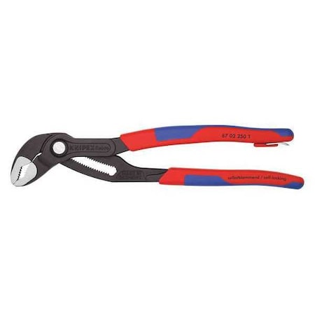 10 in Knipex Cobra V-Jaw Water Pump Plier Serrated, Bi-Material Grip MPN:87 02 250 T BKA