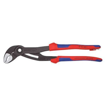 12 in Knipex Cobra V-Jaw Water Pump Plier Serrated, Bi-Material Grip MPN:87 02 300 T BKA