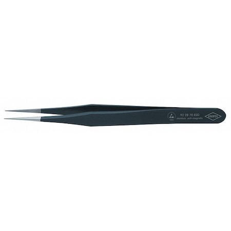 Tweezers, ESD, Straight, 4-1/4 In, SS, Black MPN:92 28 70 ESD