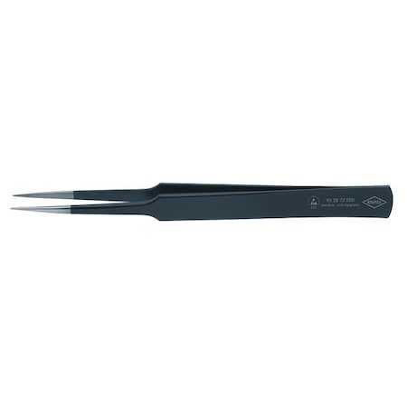 Tweezers, ESD, Straight, 5-1/4 In, SS, Black MPN:92 28 72 ESD