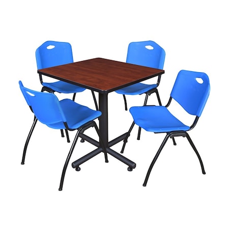 Kobe Square Table & Chair Set, Wood, Metal, Plastic Top, Cherry MPN:TKB3030CH47BE