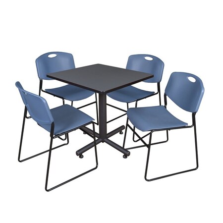 Kobe Square Table & Chair Set, Wood, Metal, Polypropylene Top MPN:TKB3030GY44BE
