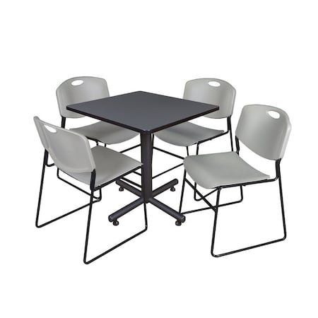 Kobe Square Table & Chair Set, Wood, Metal, Polypropylene Top MPN:TKB3030GY44GY