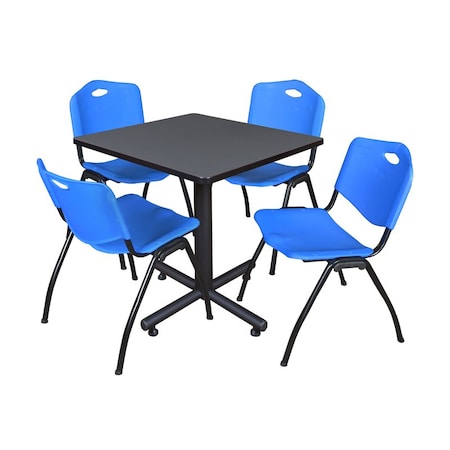 Kobe Square Table & Chair Set, Wood, Metal, Plastic Top, Grey MPN:TKB3030GY47BE