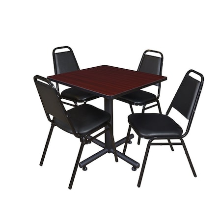 Kobe Square Table & Chair Set, Wood, Metal, Vinyl Top, Mahogany MPN:TKB3030MH29BK
