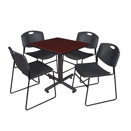 Kobe Square Table & Chair Set, Wood, Metal, Polypropylene Top MPN:TKB3030MH44BK