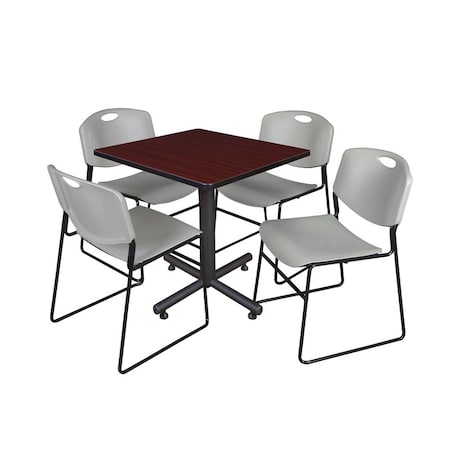 Kobe Square Table & Chair Set, Wood, Metal, Polypropylene Top MPN:TKB3030MH44GY