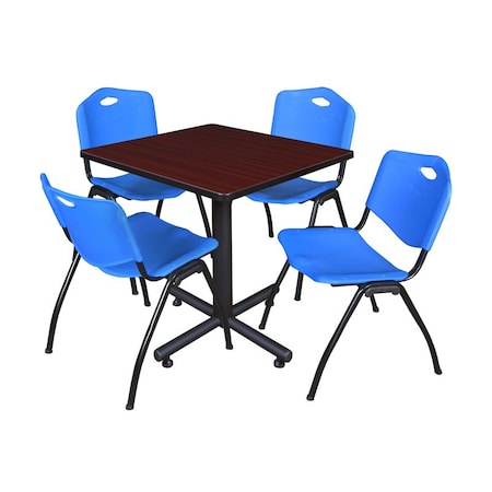 Kobe Square Table & Chair Set, Wood, Metal, Plastic Top, Mahogany MPN:TKB3030MH47BE
