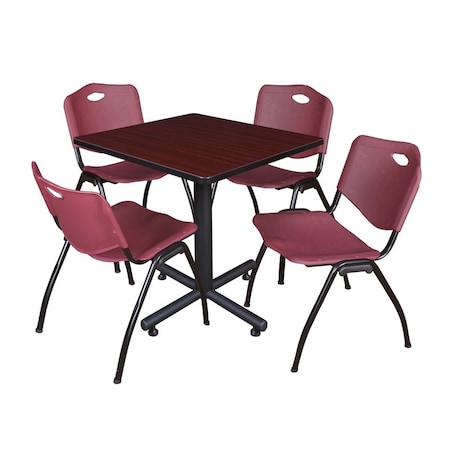 Kobe Square Table & Chair Set, Wood, Metal, Plastic Top, Mahogany MPN:TKB3030MH47BY