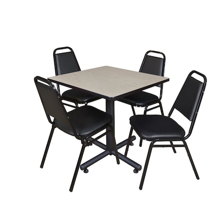 Kobe Square Table & Chair Set, Wood, Metal, Vinyl Top, Maple MPN:TKB3030PL29BK