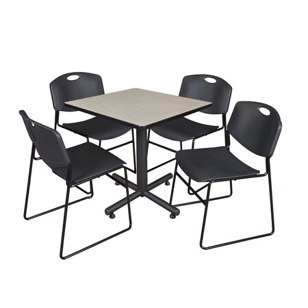 Kobe Square Table & Chair Set, Wood, Metal, Polypropylene Top MPN:TKB3030PL44BK