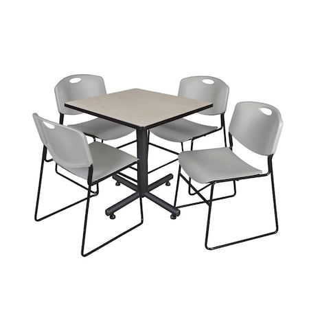 Kobe Square Table & Chair Set, Wood, Metal, Polypropylene Top MPN:TKB3030PL44GY