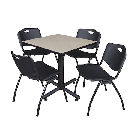 Kobe Square Table & Chair Set, Wood, Metal, Plastic Top, Maple MPN:TKB3030PL47BK