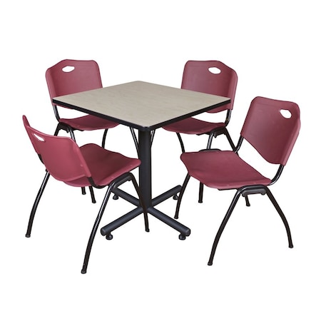 Kobe Square Table & Chair Set, Wood, Metal, Plastic Top, Maple MPN:TKB3030PL47BY