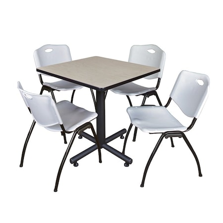 Kobe Square Table & Chair Set, Wood, Metal, Plastic Top, Maple MPN:TKB3030PL47GY