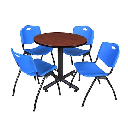 Kobe Round Table & Chair Set, Wood, Metal, Plastic Top, Cherry MPN:TKB30RNDCH47BE