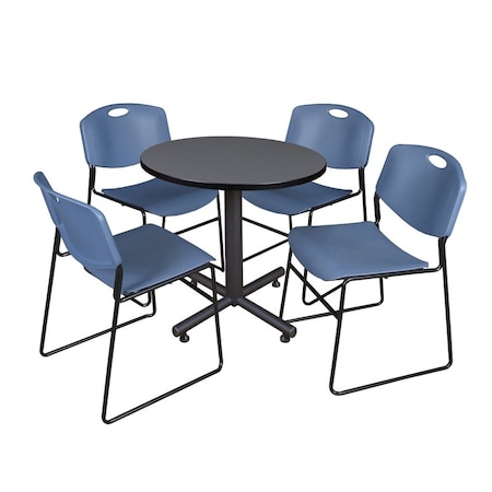 Kobe Round Table & Chair Set, Wood, Metal, Polypropylene Top, Grey MPN:TKB30RNDGY44BE