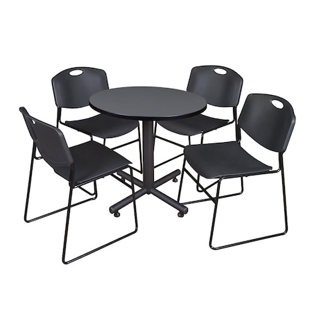 Kobe Round Table & Chair Set, Wood, Metal, Polypropylene Top, Grey MPN:TKB30RNDGY44BK
