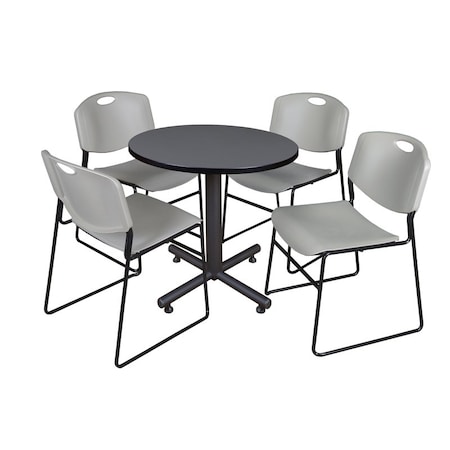 Kobe Round Table & Chair Set, Wood, Metal, Polypropylene Top, Grey MPN:TKB30RNDGY44GY