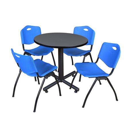 Kobe Round Table & Chair Set, Wood, Metal, Plastic Top, Grey MPN:TKB30RNDGY47BE