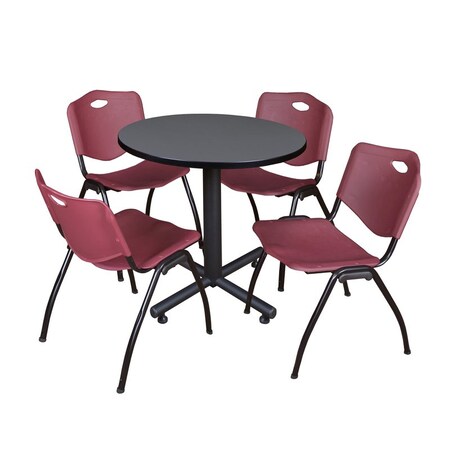 Kobe Round Table & Chair Set, Wood, Metal, Plastic Top, Grey MPN:TKB30RNDGY47BY
