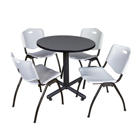 Kobe Round Table & Chair Set, Wood, Metal, Plastic Top, Grey MPN:TKB30RNDGY47GY