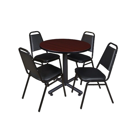 Kobe Round Table & Chair Set, Wood, Metal, Vinyl Top, Mahogany MPN:TKB30RNDMH29BK