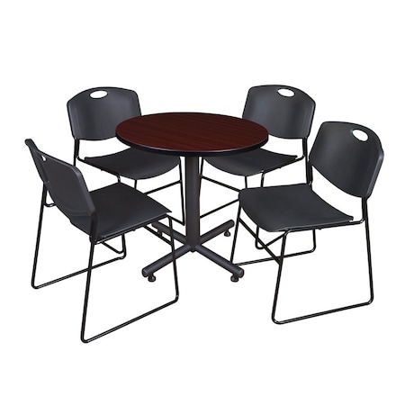 Kobe Round Table & Chair Set, Wood, Metal, Polypropylene Top MPN:TKB30RNDMH44BK