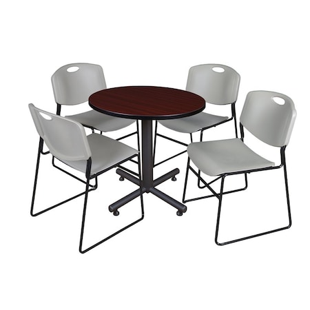 Kobe Round Table & Chair Set, Wood, Metal, Polypropylene Top MPN:TKB30RNDMH44GY