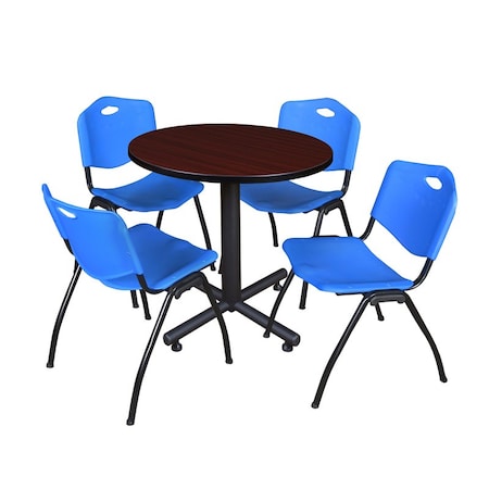 Kobe Round Table & Chair Set, Wood, Metal, Plastic Top, Mahogany MPN:TKB30RNDMH47BE