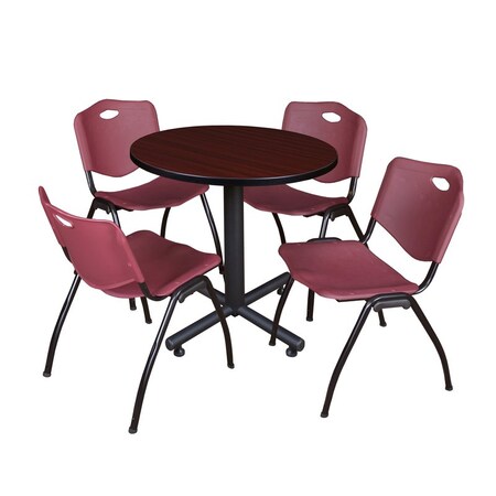 Kobe Round Table & Chair Set, Wood, Metal, Plastic Top, Mahogany MPN:TKB30RNDMH47BY