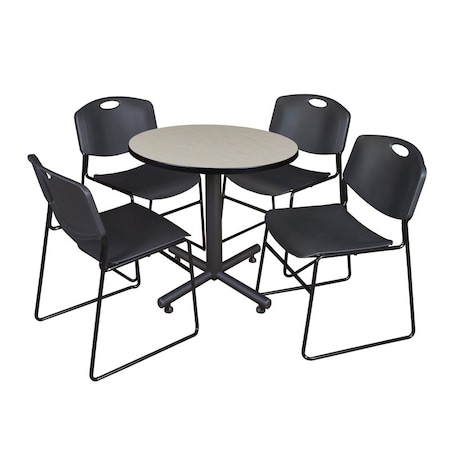 Kobe Round Table & Chair Set, Wood, Metal, Polypropylene Top MPN:TKB30RNDPL44BK